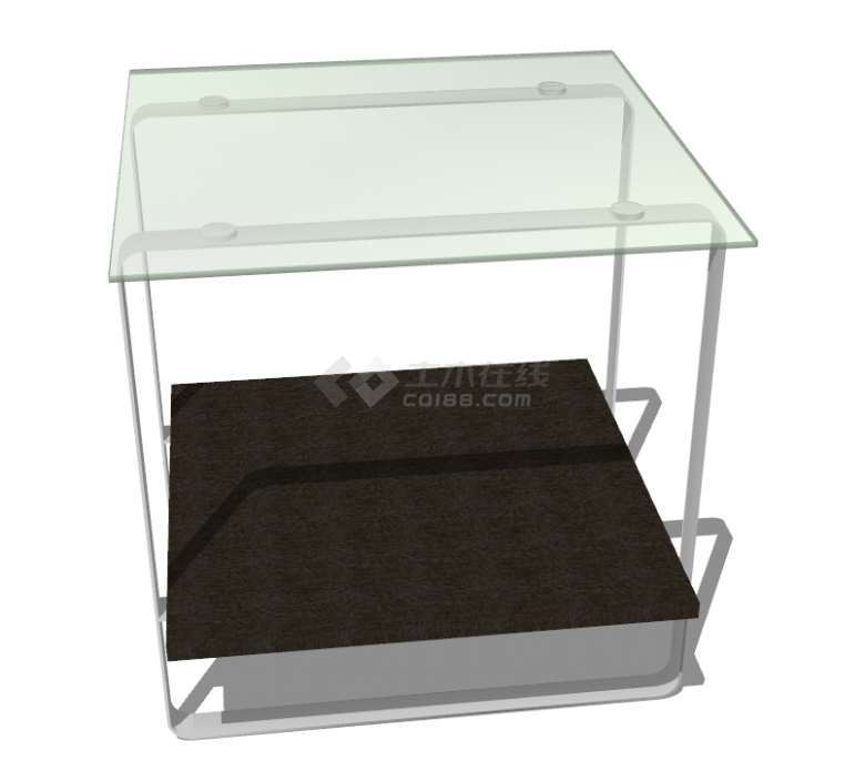 现代玻璃桌面铁架的桌子su模型-图一