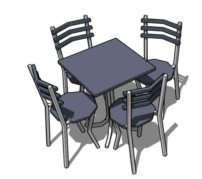 现代小型紫色铁质茶桌椅su模型_图1