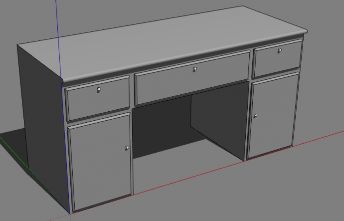 家用办公桌构件su模型_图1
