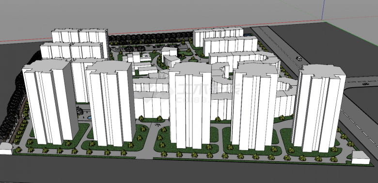 现代时尚小区规划及景观设计su模型-图一