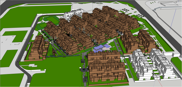 中式完整小区建筑设计su模型_图1