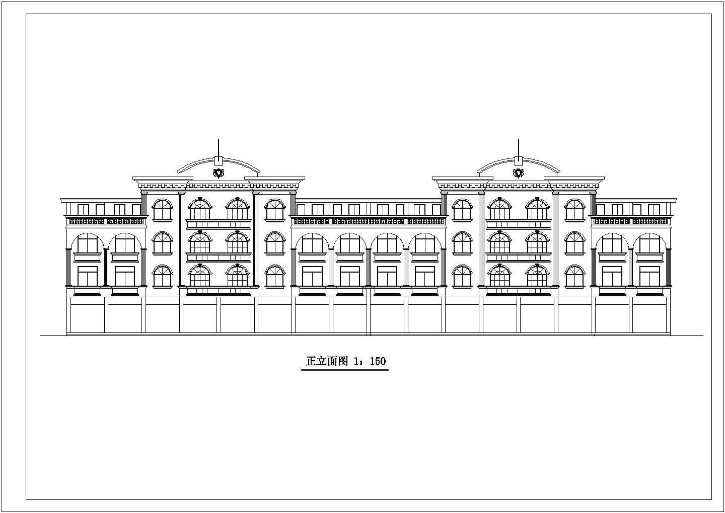 【南昌市】某欧式商场平立面建筑图