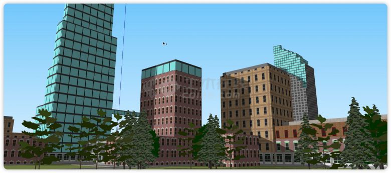 河两岸城市规划商业综合体建筑su模型-图二