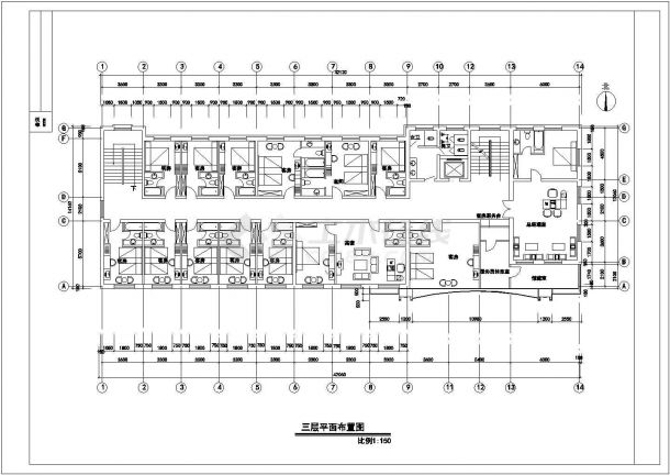 【扬州市】某宾馆高层平面建筑设计图-图二