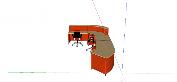 红色钢材底座木板桌面样式前台接待su模型_图1