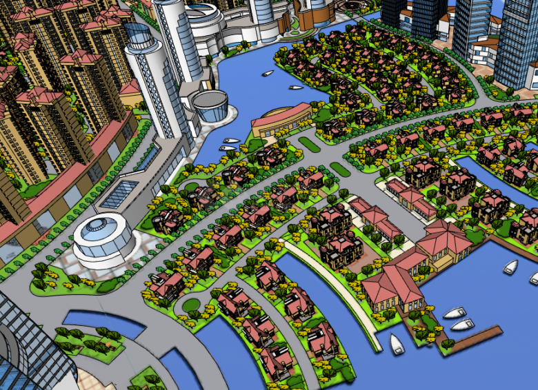 鲜艳壮观住宅小区居住区规划建筑方案SU模型 -图一