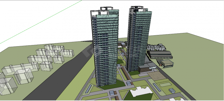 无锡盛高现代住宅高层平面立面总图方案su模型-图一