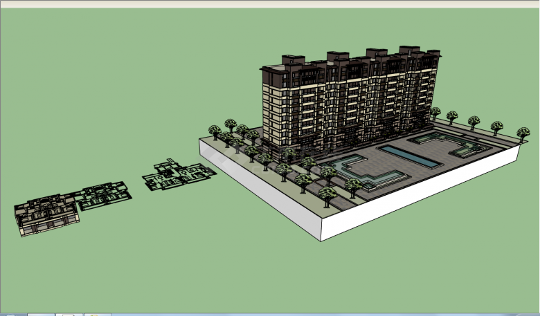 单排采光好高层住宅的SU模型-图二