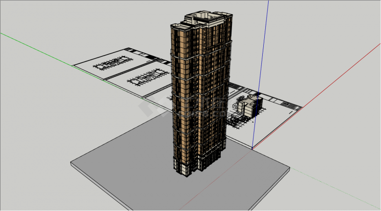 视野宽阔高层住宅的SU模型-图二