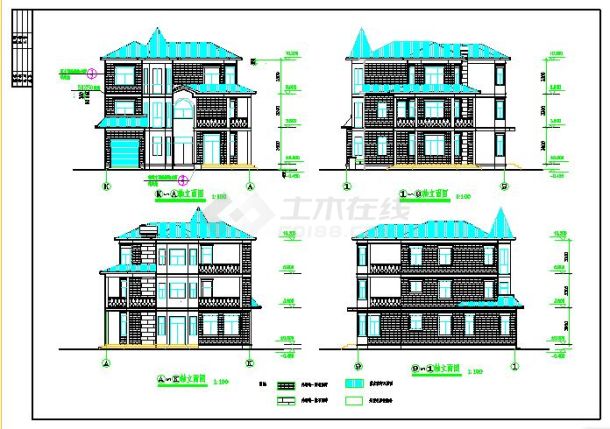 某三层别墅建筑设计图（长15.5米 宽14.2米）-图一