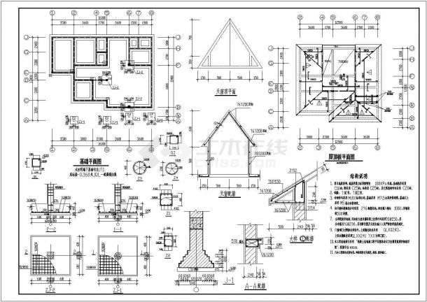 【江西】某地别墅建筑设计施工总图-图二