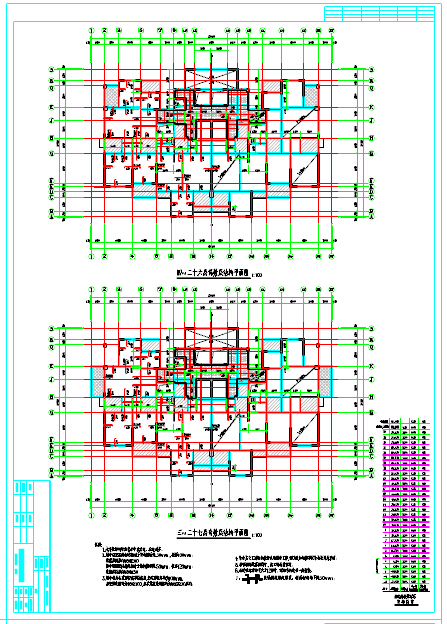 28层剪力墙结构住宅结构施工图（CFG桩平板式筏板基础）