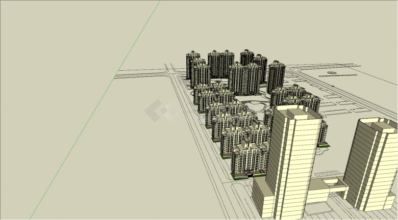 新中式大规模建筑总图规划su模型-图二