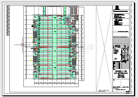 工业厂房-电气-生产用房(大)16三层-照明CAD平面图-图二