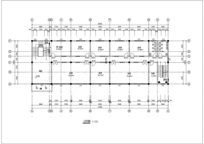 【白银市】市区某办公楼平面规划设计图_图1