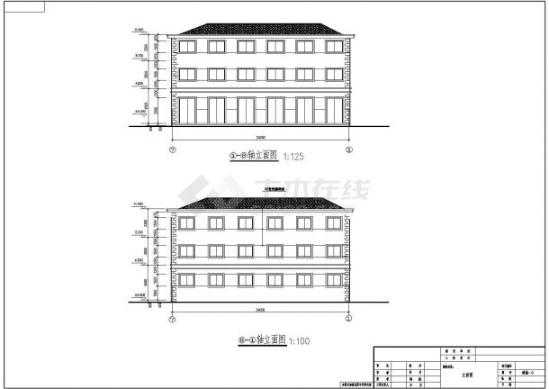 【江苏省】三层底框结构办公楼建筑设计图-图一