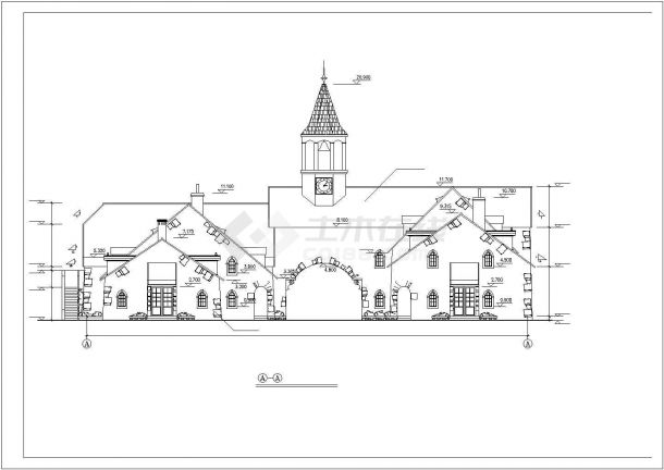 【清河县】某中学艺术钟楼建筑设计图-图二