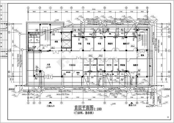 【北京】泰安医院给排水施工设计图纸-图一