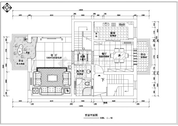 某地复式花园洋房室内装修cad施工图(附效果图)-图二