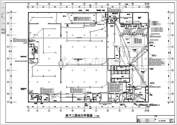 科技商业综合楼两层地下室电气设计图-图二