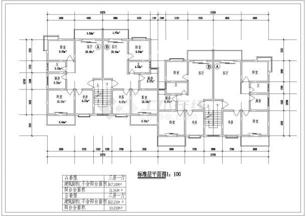 某地某小区户型平面图(含经济指标)-图一