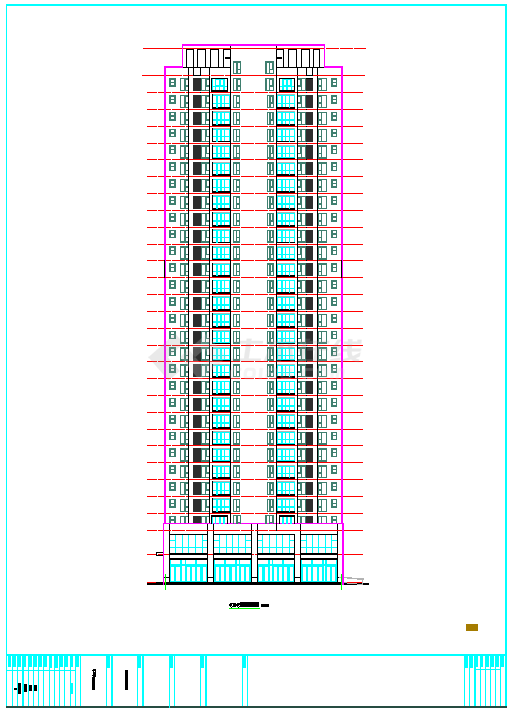 【西安】现代高层塔式住宅带底商建筑施工图-图二