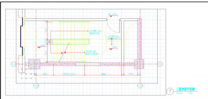某地浦江镇酒店地下二层平面防火分区图CAD图纸_图1