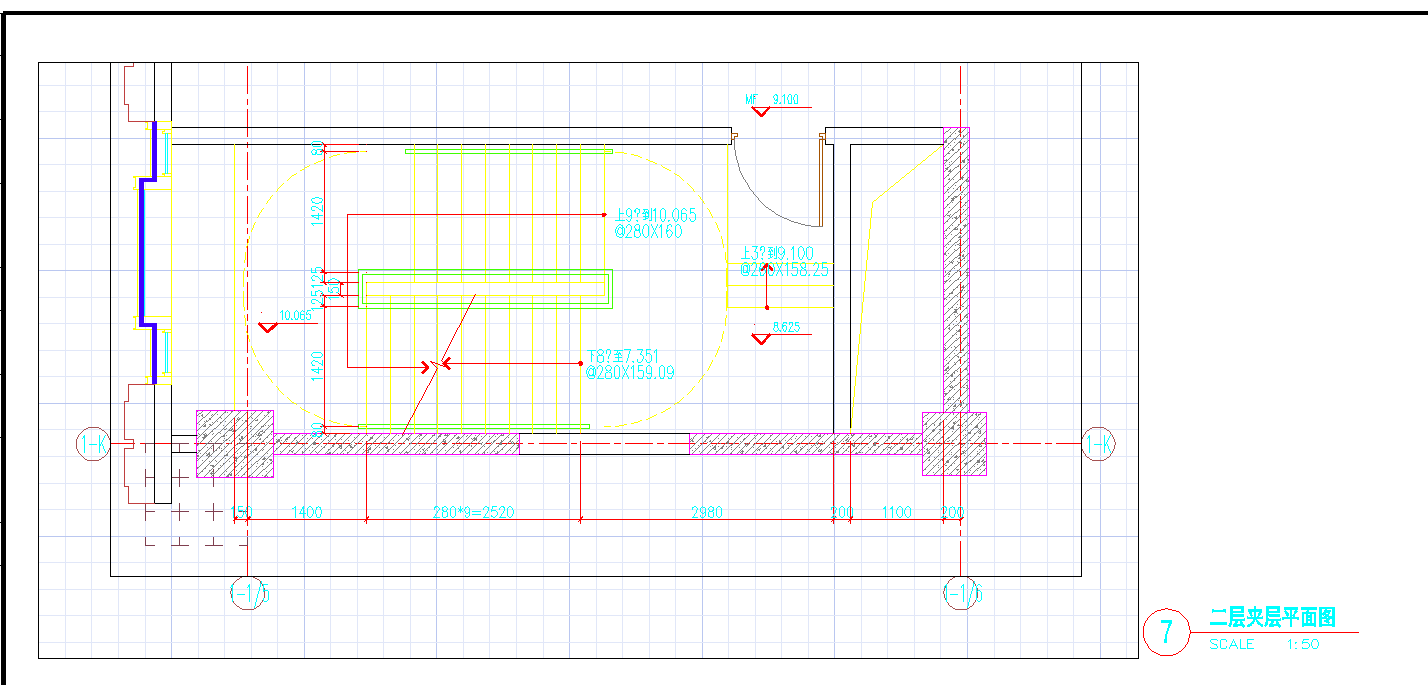 某地浦江镇酒店地下二层平面防火分区图CAD图纸