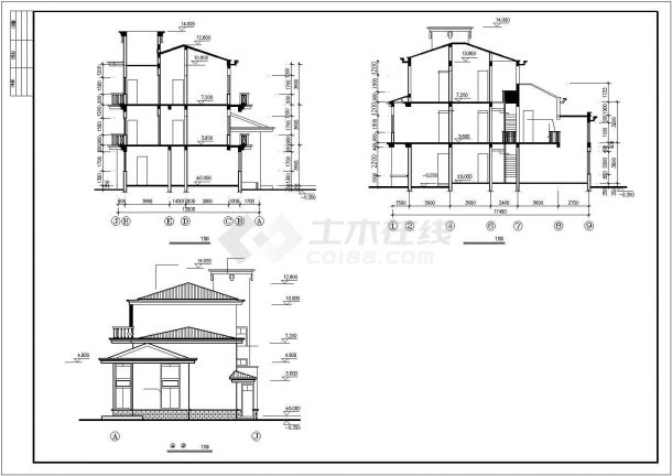 【河南】某地别墅建筑结构设计施工图纸-图二