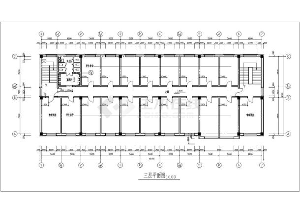 大学生宿舍楼建施参考详情样图-图二