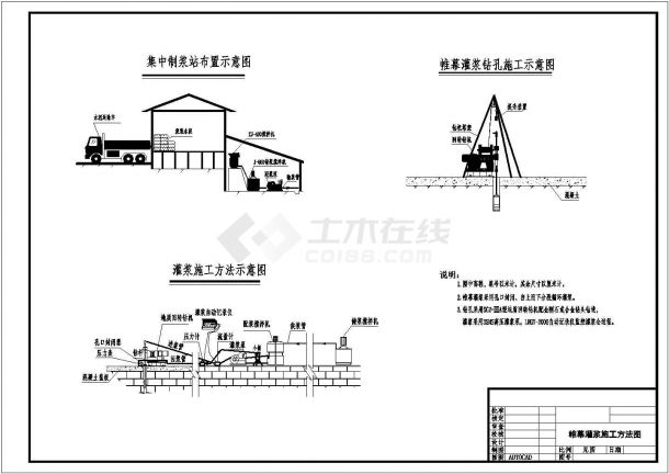 【南京市】某闸坝帷幕灌浆施工方法CAD图-图一