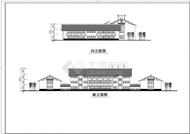 【苏州市】某仿古园林会所建筑cad平立面施工图3张-图二