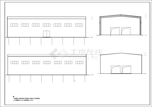 某地门式刚架厂房建筑结构设计施工图纸-图一