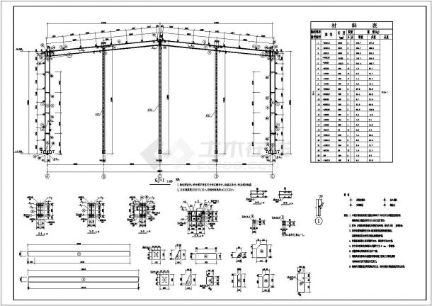 某地门式刚架厂房建筑结构设计施工图纸-图二