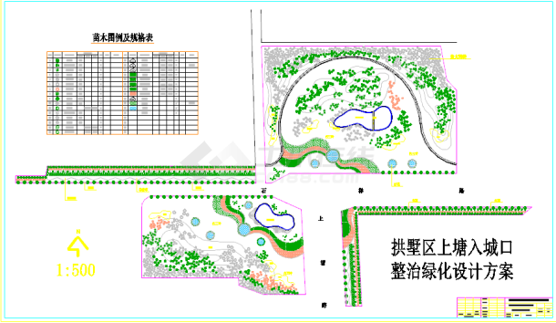 某市入城口景观绿化全套设计图纸(附带效果图)-图二