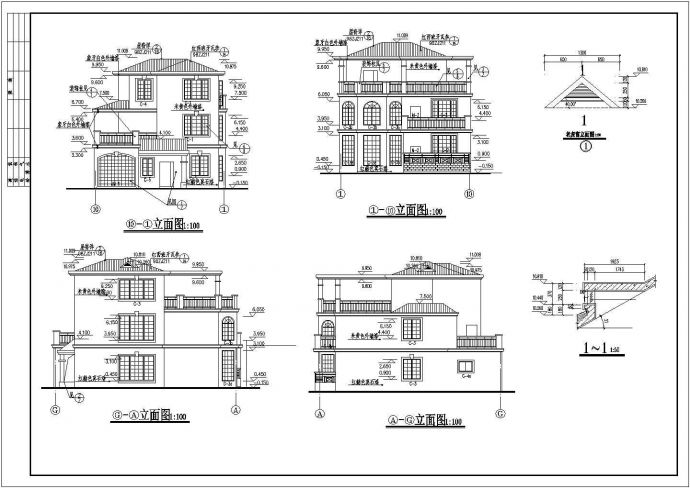 某三层别墅建筑设计图（长15.6米 宽11.34米）_图1
