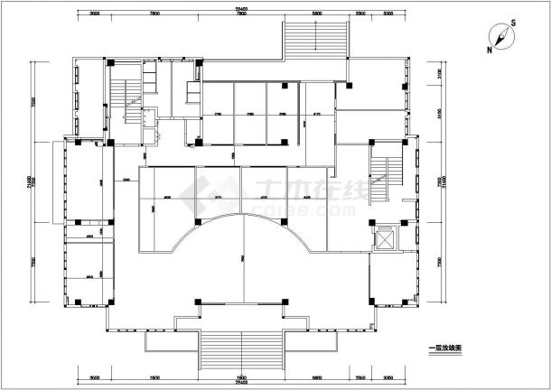 七层大气汽车运输办公空间室内设计CAD施工图-图一
