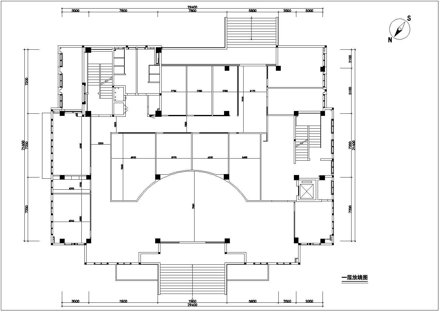 七层大气汽车运输办公空间室内设计CAD施工图