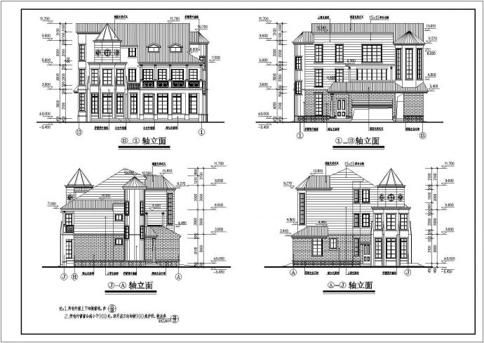 某三层欧式别墅设计图（长15.9米 宽14.3米）_图1