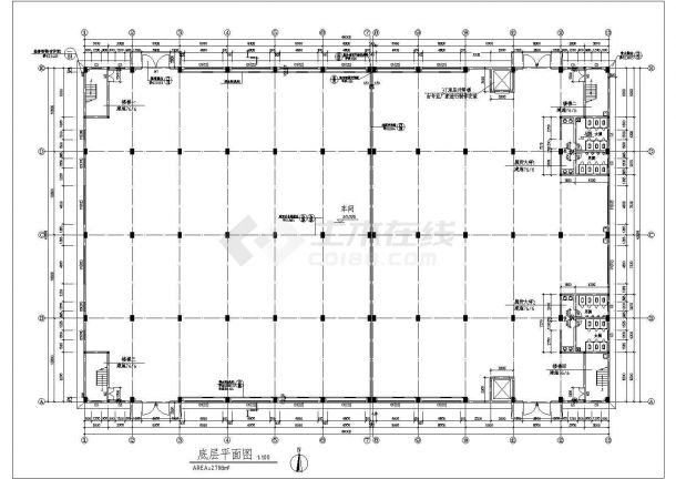 【江苏省】某工厂二层车间建筑施工图-图一