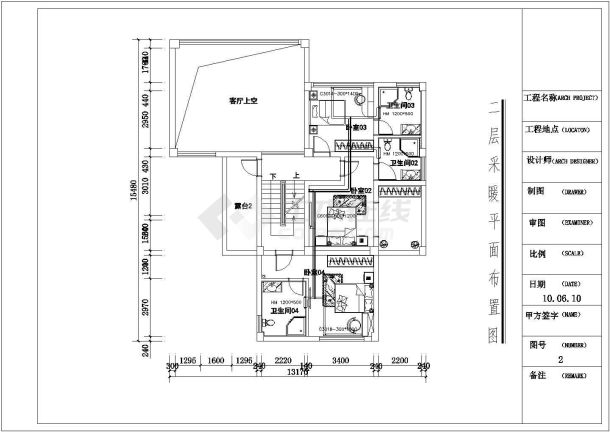 【湖北省】某景区某三层别墅采暖平面图-图二