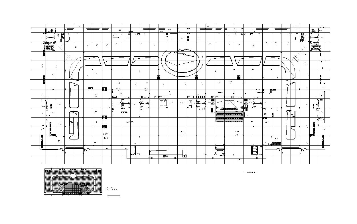 江西某商业综合体机电屋顶层空调水总平面图CAD