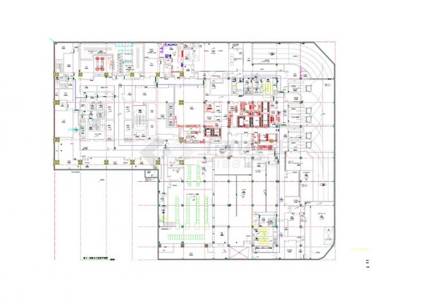 江苏某五星级酒店及办公楼电气图-E-70（B3-B1防火门监控平面图)CAD-图二
