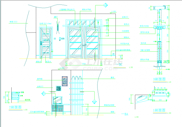 某地全套别墅装修施工图CAD图纸-图二