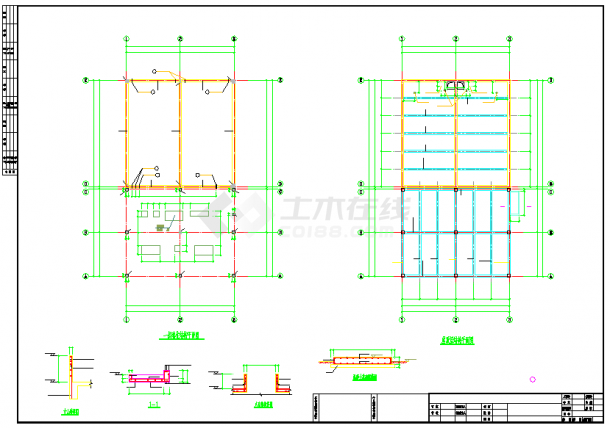 【江苏】单层框架结构消防水池水泵房结构施工图-图一