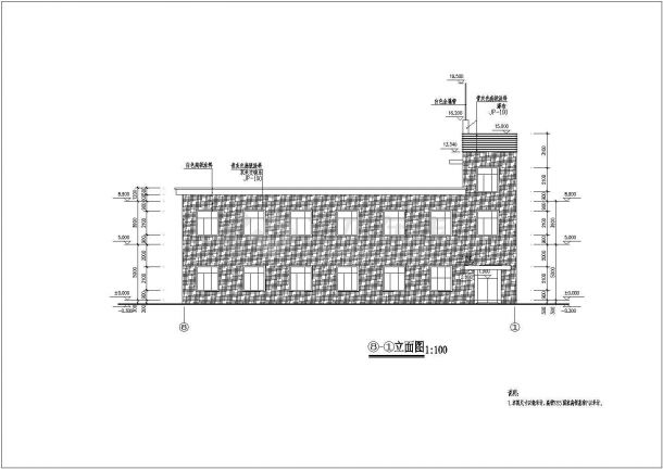 某地区某二层办公楼建筑施工cad图纸-图二