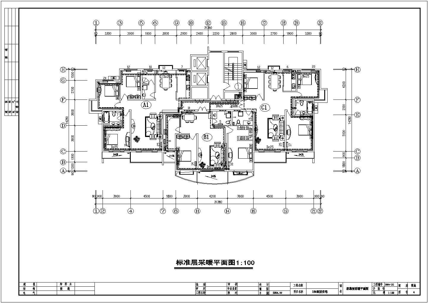 【江苏省】某地住宅楼采暖设计cad图