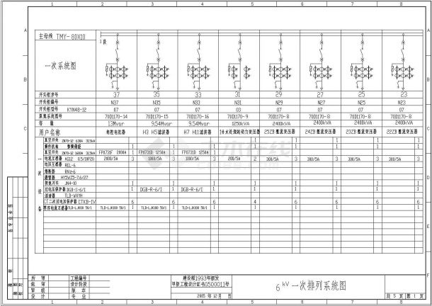 冶金工厂10KV电气一次二次原理系统图-图二