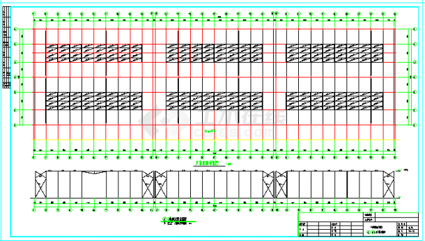 24m跨全砼结构33米跨屋面钢梁结构-起重机厂房结施全图-图一
