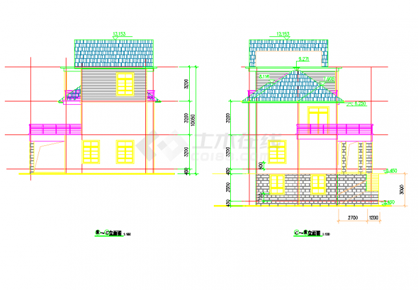 【金华】某三层楼别墅建筑设计施工图纸-图二